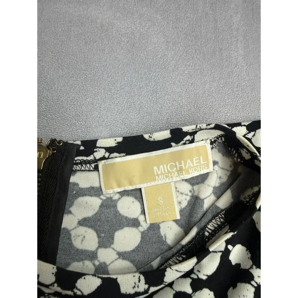 Michael Kors Women's Small Mid-length Long Sleeve Geometric Black & White Dress